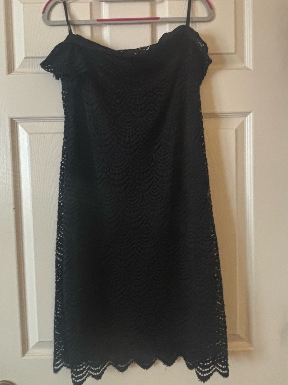 Lilly Pulitzer Black Lace off the shoulder Dress with Scallop Hem